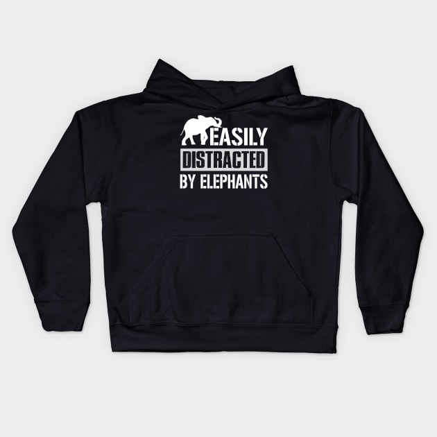 Easily Distracted By Elephants Kids Hoodie by TeeWind